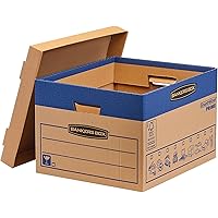 10 BANKERS BOX Large Strong Moving Boxes, 47L FastFold SmoothMove Cardboard Packing Storage Boxes, Heavy Duty Double Wall Box