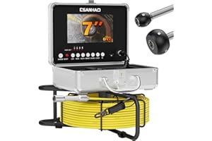 ESANHAO Endoscopio per Tubi 20/30M con Schermo AHD 7" DVR, 1080P HD, Scheda 16GB Inclusa, Contametri, Marcatura Metri, IP68 Impermeabile, per Tubi Fognari Industriali (20M-Telecamera da 23mm)