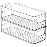 [Set of 2] Transparent Refrigerator Storage Box - Kitchen Storage Box with Handle Refrigerator Organizer - Refrigerator Stora