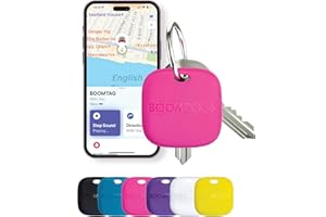 Boompods Boomtag Rechargeable Bluetooth Tracker Tag - Smart Tracking Device for Children, Luggage & Pet, Compatible with Apple Find My App, Wallet and Key Finder with Extended Battery Life, Pink