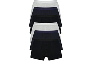 Sock Stack Essentials Mens Boxer Shorts Cotton Rich Boxershort Comfort Fit Plain Underwear, 6 Pairs