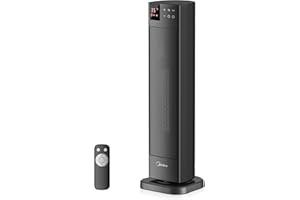 Midea MTH201ERB Electric Heater, 2000W Ceramic Space Heater with Thermostat and Remote Control, 23 Inch, 3 Modes 24H Timer, Overheat & Tip Over Protection, Instant Heat for Office Bedroom Home