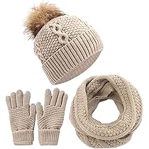 CheChury Winter Hat Scarf Gloves Knit Beanie Hat Scarf