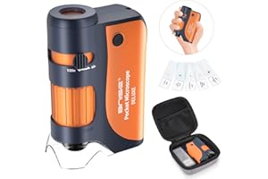 BNISE Mikroskop kieszonkowy, przenośny miniskop dla dzieci 60X-120X, ręczny mini miniskop ze światłami LED z futerałem i 5 szkiełkami mikroskopowymi do badań laboratoryjnych, zestaw edukacyjny