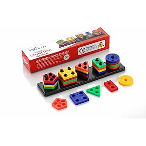 Wirescorts Angle Geometric Plastic Blocks, Sorting & Stacking Toys for Toddlers and Kids Preschool, Color Stacker Shape Sorter Gift Educational Learning Toy for 1 2 3 Years Boys and Girls, Multicolor