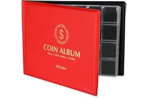MUROAD 240 Album della Collezione di Monete, Album Libro per Collezionisti, Raccolta Album Libro, Porta Monete (Rosso)