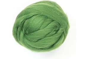 Kondoos Gefärbtes Wollvlies, wool roving, 225 gr. beste Qualitätsnaturwolle zum Nadelfilzen, Nassfilzen, Filzwolle Trockenfilzen, Spinnen und für Kunsthandwerkliches geeignet. (gras grün, 8oz)