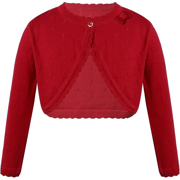 Boléro Fille IEFIEL Manches Longues - Pour Baptême Et Cérémonie - Taille 1 à 10 Ans - Matière Polyester/coton