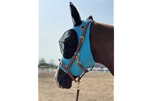 TGW Riding Super Fit Masque anti-mouches pour cheval Taille L Bleu pacifique