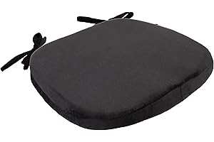 ‎BIG HIPPO Big Hippo Super Weiche Stuhlkissen mit Bänder, Memory Foam 43 cm x 39 cm Sitzkissen mit Abnehmbarer Kissenbezug, rutschfeste Sitzauflage für Meisten Stühle - Schwarz