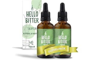 ‎HELLOSHAPE HelloBitter® - Bittertropfen Set 2x 50ml nach Hildegard von Bingen - Bitterkräuter/Bitterstoffe Tropfen vegan - hohe Bioverfügbarkeit, Laborgeprüft, hochdosiert, flüssig