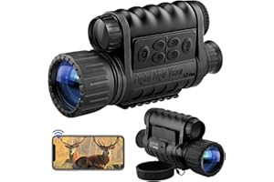 Bestguarder WiFi Night Vision Monocular 1150ft in Complete Darkness Infrared Camera Telescope 12MP Photo Video 5X Digital Zoom 6X Lens, Smartphone iOS/Android Night Gear for Hunting Camp Travel Gifts