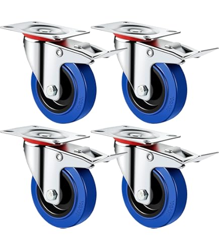 Zwenkwielen 125 mm set 4 Polyurethane (PU