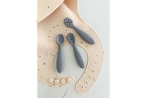 leyla&e Baby Esslernlöffel (3er Set) für eigenständiges Essen | BPA-frei & LFGB-zertifiziert | Spülmaschinenfester Silikonlöffel | Lernlöffel geeignet für BLW (Blue)