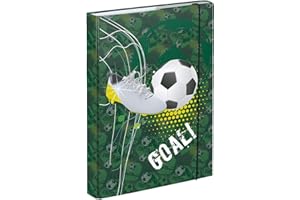‎BAAGL Baagl Heftbox für Schulranzen A5 - Sammelmappe für Kinder mit Gummiband und Innenklappen - Heftmappe, Sammelbox mit Gummizug für Jungen (Fussball)