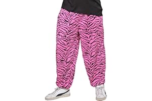 WIDMANN - Pantalon années 80 avec Motif zèbre, fête à thème, Carnaval