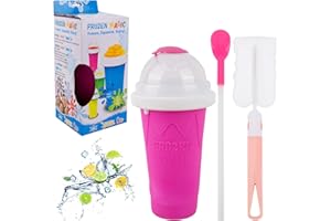 XTDMJ Slush Becher mit Strohhalm und Löffel, Silikon Tasse Drücken Slush Eis Becher zum kneten Gefrorene Maker Smoothie Becher Coole Geburtstagsgeschenke für Kinder(Rosa)