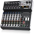 SOWOITIG Table de mixage audio 8 canaux avec 99 DSP et égaliseur 7 bandes | Table de mixage PA pour batterie, musique en direct et DJ avec interface USB, Bluetooth, alimentation fantôme 48 V pour