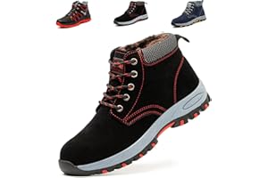 SVVSHE Winter Sicherheitsschuhe Herren Damen Arbeitsschuhe Leicht Atmungsaktiv wasserdicht Schutzschuhe mit Stahlkappen Sicherheitsstiefel Warm Gefüttert