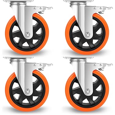 Lot De 4 Roulettes Pivotantes Pour Meubles M8 - Petites Roulettes Pivotantes Avec Frein - Roulettes Pivotantes à 360° - Antidérapantes-Avec Filetage-Pour Meubles Intérieurs Et Extérieurs-1,5 Pouces