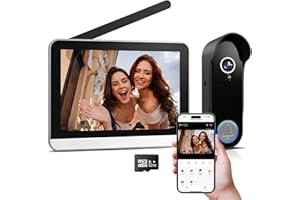 XPJ Visiophone Sonnette sans Fil avec Camera et 7" Ecran Moniteur 1080P WiFi Interphone Vidéo Connecté ave Batterie, Vision Nocturne, PIR Détection de Mouvement, Audio Bidirectionnel, Tuya APP