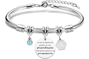 COAGURMES Ispirativo regalo Bracciale, argento A-Z 26 lettera iniziale ciondolo Braccialetto a volte dimenticati quanto tu sia straordinaria pertanto questo è un promemoria Per Figlia Sorella Amici Mamma
