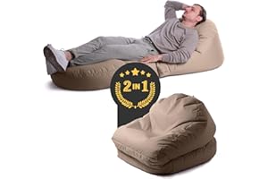 Avalon - Pouf Chaise Longue da Esterno Pieghevole Double Jive, Poltrona Sacco Letto Comodo e Impermeabile, Perfetto da Giardino, Arredo Piscina, Design Moderno, Made in Italy(75x180cm-Tortora)