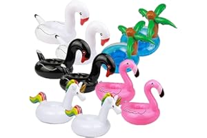 AcserGery Aufblasbare Getränkehalter, Schwimmende Bierregale Badetafter Party dekoriert Pool-Tasse Matte Biergetränk Saft - Kokosnuss/Einhorn/Flamingo/Black Swan/Kleine weiße Gans 10 Stücks