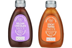 QDWQ-US M&S Desserts Sauce Twin Pack - Sticky Toffee Sauce & Belgian Chocolate Sauce