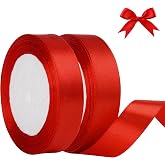 AWCIGG Red Satin Ribbon 44 Metres x 20 mm Decorative for Gifts Florist Crafts Sewing Car Wedding Christmas (22 Metres per Rol