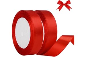 AWCIGG Nastro Raso Rosso, 20 mm x 44 Metri di Nastro Decorativi in Tessuto per Confezioni Regalo, Artigianato, Fiocchi per Capelli, Bouquet da Sposa, Decorazioni Natalizie (22m/rotolo)