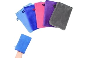 ZFRITP 5 unidades de manoplas para la cara, guante de lavado corporal, guantes de lavado reutilizables, juego de paños de microfibra, franela, suave, fuerte absorción de agua, 15 x 21 cm (5 colores)