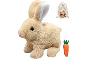 donciety interaktives Kaninchen Spielzeug, Bunny Realistisches Kaninchen, Realistisches Hasenspielzeug Kuscheltier Hase Hüpfendes Kaninchen My Realistic Toy für Kinder (Beutellos)