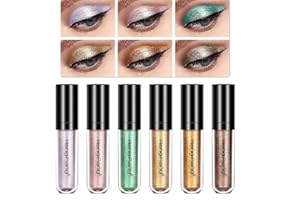 BEAUTY SEARCHER Set di ombretti liquidi a 6 colori, ombretti glitterati con brillantini metallici, kit per il trucco degli occhi lucidi altamente pigmentati e lucidi a lunga durata (B)