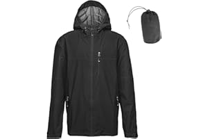 33,000ft Regenjacke Herren Wasserdicht Outdoorjacke Leichte Freizeitjacke Packbare Windjacke Fahrrad Regenmantel mit Kapuze