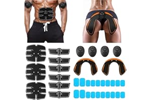 EONDEVO 35PCS / Set Bauchmuskeltrainer EMS Trainingsgerät, EMS Muskelstimulator/Po Trainer Smart Wireless mit 4 Controller und 20 Gel Pads für Bauch, Arm, Gesäß, Bein
