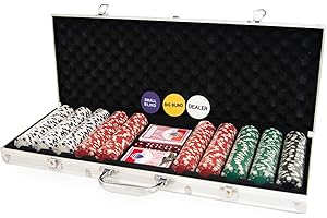 M.Y Texas Hold'em Poker Set - 500 Piece Set in Aluminium Case with 11.5g Heavyweight Poker Chips 2 Decks of Playing Cards Dealer Big Blind and Small Blind Buttons and 5 Dice