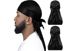 CINY Silky Satin Durag, Light Weight Breathable Head Wrap, Long Tail Beanies Cap, Unisex Durags for Men & Women, Bandana Silk Sleep Cap, Silk Pirate Hat, Bonnet Straps, Headwraps