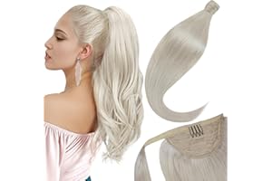 LaaVoo Coda Extension Capelli Veri 40cm 80g Coda Capelli Extension Veri Biondo Remy Extension Coda Capelli Veri Ponytail Extension #60