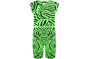 GUM & BERRIES Girls Crop Top Zebra Print Animal Striped Stretch T-Shirt Summer Neon Tee Tops 5-14 Years