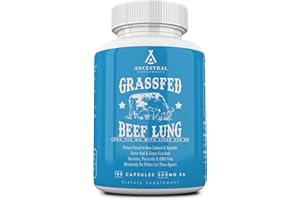 Ancestral Supplements Beef Lung (with Liver) — Supports Lung, Respiratory, Vascular, Circulatory Health (180 Capsules)