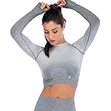 Leoyee Dames gradient fashion sport kort fitness shirt yoga hardloop T-shirt