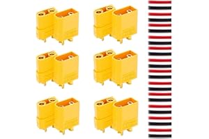 RUNCCI-YUN XT90 Battery Connector Set for RC Lipo Battery Motor 6 Pairs Yellow, 6 Male Connectors + 6 Female Connectors