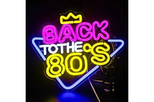 Looklight Back to The 80's Néon Sign Lumière néon colorée pour décoration de fête 80's USB 80's Crown Letter Neon Light pour chambre Boutique Fête d'anniversaire Home Bar Cadeaux pour amis