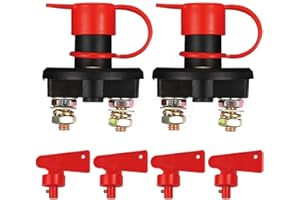 Greluma 2 Pièces Interrupteur de déconnexion de batterie,isolateur principal de batterie DC 12V 24V,interrupteur de coupure de courant pour voiture marine,bateau,camping-car,VTT,camion,véhicule
