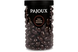 Pajoux Dark Chocolate Pistachios (Large) 290g | Dark Chocolate Covered Nuts - Whole Pistachio Nuts - Dark Chocolate Coated - Palm Oil Free - Chocolate in a Gift Jar