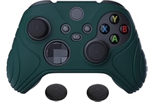eXtremeRate PlayVital Coque Manette pour Xbox Series X/S Housse Protection pour Xbox Series X Accessoires Controller avec Capuchon Joystick Caps Grip Cover Silicone-Vert,Édition Samouraï