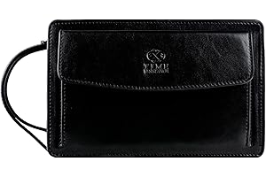 Time Resistance Pochette en cuir pour homme - Sac de poignet fait à la main en Italie