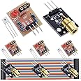 DAOKAI 4 Pcs Laser Receiver Sensor Module Non-Modulator Tube Laser Detection Module for Arduino with 4 Pcs 5V KY-008 650nm Laser Transmitter Sensor Module, Dupont Cable