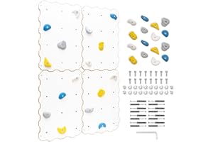 MAMOI® Indoor-Kletterwand mit Griffen, 4 Module, Moderne Kletterwand für das Zimmer, weiße Holzwerkstoffplatte, Kletterset zur Montage